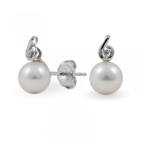 GOLDEN GOLD EARRINGS 750 WITH AKOYA SEA PEARL AND DIAMONDS