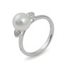 Ring in white gold 750 with Akoya sea pearls and diamonds
