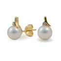 Earrings in Gold 750 with Akoya Sea Pearls and Diamonds