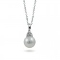 18K white gold pendant with natural sea pearls and diamonds