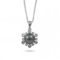 Pendant in white gold 750 with Tahiti sea pearls and diamonds
