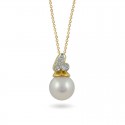 Sterling gold pendant 585 with Akoya sea pearls and diamonds