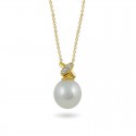 Sterling gold pendant 585 with Akoya sea pearls and diamonds