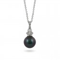 14ct white gold pendant with Tahiti sea pearls and diamonds