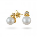 750 Gold Earrings with Sea Pearls and Diamonds