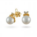 750 Gold Earrings with Sea Pearls and Diamonds