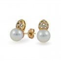 585 Gold Earrings with Akoya Sea Pearls and Diamonds