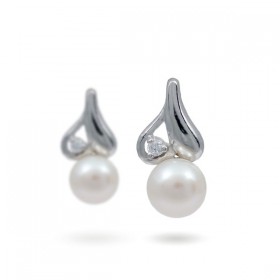 Sterling Silver Earrings with Freshwater Pearls and Zirconia