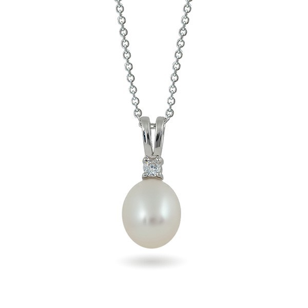 925 sterling silver pendant with natural pearls and cubic zirconias