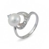 Кольцо из серебра 925 пробы с натуральным жемчугом и фианитами