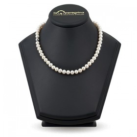 Ожерелье из натурального жемчуга, 45 см, 7,5 - 8,0 мм, замок серебро шар с фианитами 925