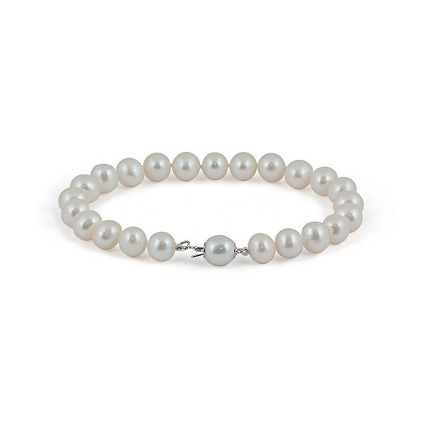 White pearl bracelet with amulet (charmik)