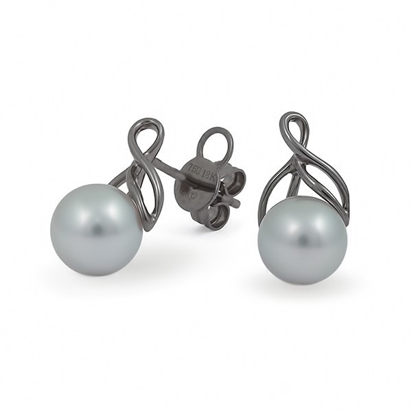 Earrings in black gold 750 with sea pearls