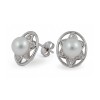 Earrings from 14 karat gold with freshwater pearls and diamonds
