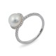 Кольцо из белого золота 585 пробы с морским жемчугом Акойя и бриллиантами
