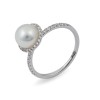 Кольцо из белого золота 585 пробы с морским жемчугом Акойя и бриллиантами