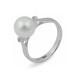585 white gold ring with Akoya sea pearls and diamonds