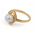 585 yellow gold ring with Akoya sea pearls and diamonds
