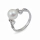 585 white gold ring with Akoya sea pearls and diamonds