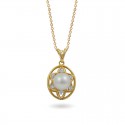 585 yellow gold pendant with Akoya sea pearls and diamonds