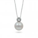 Подвеска из белого золота 585 пробы с морским жемчугом Акойя и бриллиантами