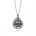 14ct white gold pendant with Tahiti sea pearls and diamonds