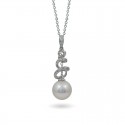 White gold pendant 585 with Akoya sea pearls and diamonds
