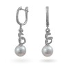 Earrings from 14 karat white gold with Akoya sea pearls and diamonds
