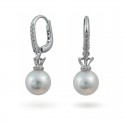 Earrings from 14 karat white gold with Akoya sea pearls and diamonds