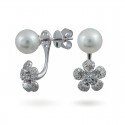 Earrings from 14 karat white gold with Akoya sea pearls and diamonds