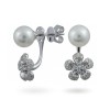 Earrings from 14 karat white gold with Akoya sea pearls and diamonds