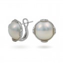 Earrings in White Gold 750 with Mabé Sea Pearls and Diamonds