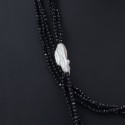Necklace of three strands of agate with inserts from baroque pearls 14.0 - 15.0 mm