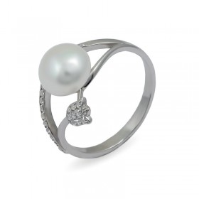 Кольцо из серебра 925 пробы с натуральным жемчугом