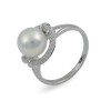 585 white gold ring with Akoya sea pearls and diamonds