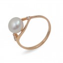 585 gold ring with natural pearls and cubic zirconias