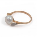 585 Gold Ring with Natural Freshwater Pearls and Zircons