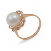 585 gold ring with natural pearls and cubic zirconias