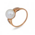 585 gold ring with natural pearls and cubic zirconias