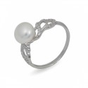 925 sterling silver ring with natural pearls and cubic zirconias
