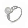 925 sterling silver ring with natural pearls and cubic zirconias