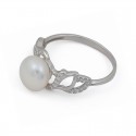 925 sterling silver ring with natural pearls and cubic zirconias