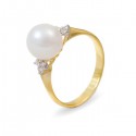 Ring from 14 karat gold with natural pearls 7.5 mm