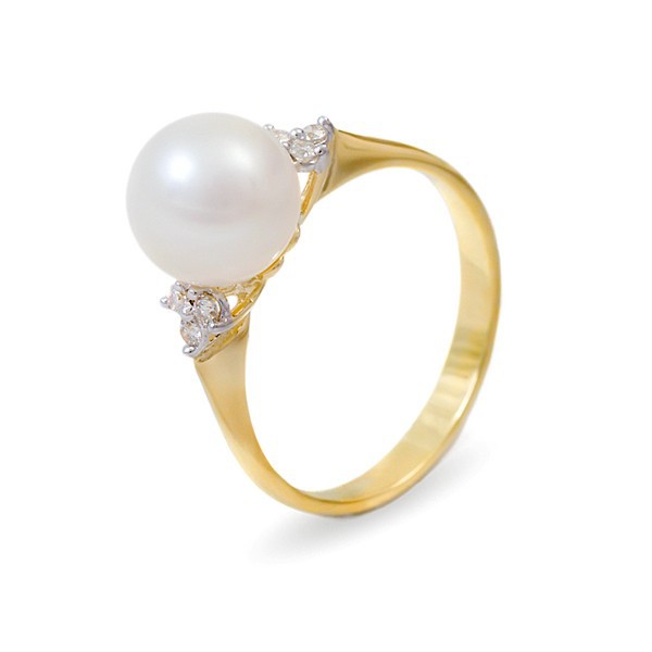 Ring from 14 karat gold with natural pearls 7.5 mm