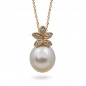 Sterling gold pendant 585 with pearls of the southern seas and diamonds