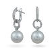 Earrings from 14 karat white gold with sea pearls and diamonds