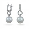Earrings from 14 karat white gold with sea pearls and diamonds