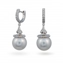 Earrings from 14 karat white gold with sea pearls and diamonds