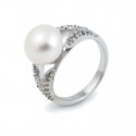 Ring from 925 sterling silver with natural pearls