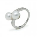 Ring from 925 sterling silver with natural pearls